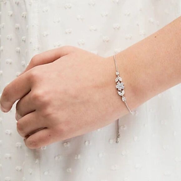 NWT Kate Spade Gleaming Gardenia Flower Slider Bracelet - Picture 5 of 6